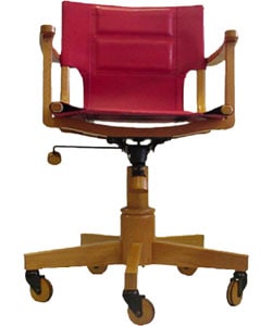 Director's Butternut/ Red Leather Desk Chair - Overstock - 1107942