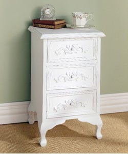 Shop Distressed White Carved Side Table Overstock 1172429