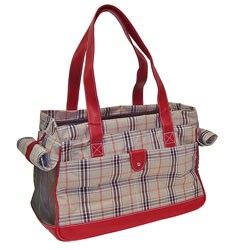 Pack N' Paws Red/Burberry 17-inch Pet Carrier - Overstock - 1889490
