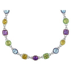 Shop 14k White Gold 2ct Diamond Multi Gemstone Necklace - Free Shipping ...