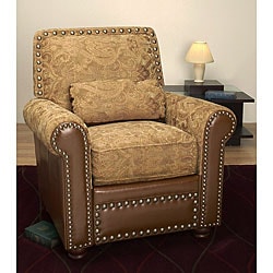 Nutmeg Leather Chair with Lumbar Pillow. Opens flyout.