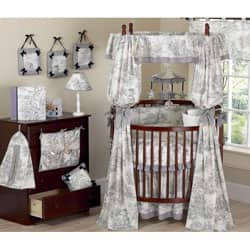 Shop Black Toile Round Crib 21-piece Bedding Set - Free ...