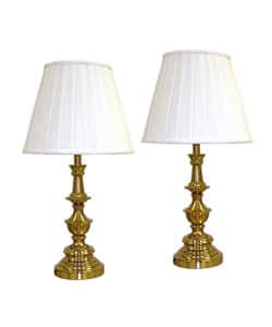 Vintage Mini Solid Brass Bedside Lamps by Stiffel - a Pair