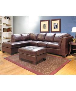 slide 2 of 3, Chocolate Leather Sectional Sofa and Ottoman