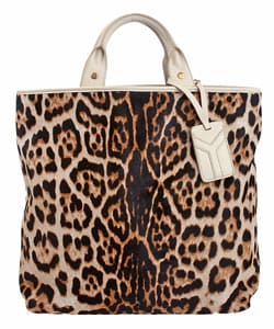 YSL Leopard Print Calf Hair Tote Bag - 10511627 - Overstock.com ...
