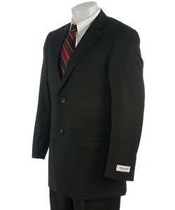 Emanuel Ungaro Classic Fit Charcoal Gray Windowpane Three Button Wool Suit