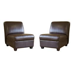 Shop Bernay Espresso Brown Faux Leather Club Chairs Set Of 2