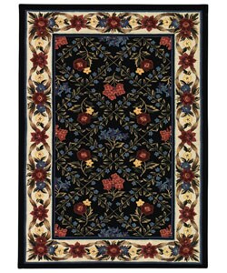 Petit Point Hooked Black Wool Area Rug (3' x 5') - Bed Bath & Beyond ...