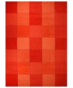 slide 1 of 1, Hand-tufted Terra Tile Orange Wool Rug (5' x 8')