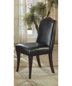 Black Leather Parson Dining Chairs (Set of 2) - Bed Bath & Beyond - 2407462