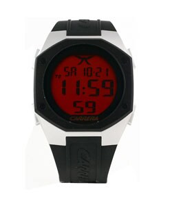 digital watch with red digits