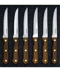 Farberware Knife Set Classic Forged 6 Pc. SET Serrated Straight Black  Handles