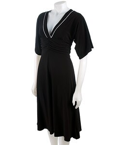 Gorgeous Black Dress with White Piping - 10743771 - Overstock.com ...