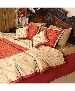 Shop Hand Printed Maroon Cotton Duvet Cover Set Pakistan Free