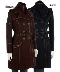 Justsweet Women's Belted Trench Coat with Knit Bib. Opens flyout.