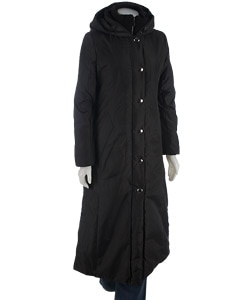 Anne Klein Long Down Coat w/ Knit Panel - 10790042 - Overstock.com ...