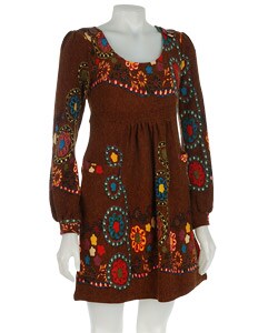 Bette Paige Long-sleeve Floral Sweater Dress