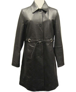 Komitor Women's 3/4 Length Plus Size Leather Coat - 10867412 ...