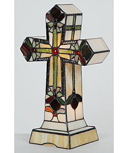 Tiffany-style Peace Cross Accent Lamp - Bed Bath & Beyond - 2673086
