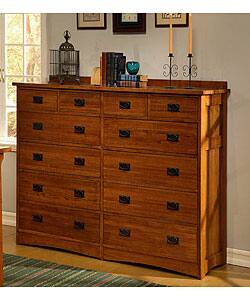 Shop Mission Solid Oak 12 Drawer Mule Chest Overstock 2676270