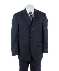 Shop Andrew Fezza Men's Navy Pinstripe 3-Button Suit - Free Shipping ...