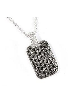 Charles Winston Black Dog Tag Cubic Zirconia Necklace ...