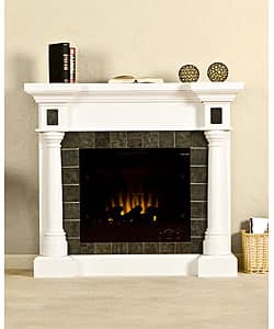 Electric fireplace with gray stone effect Tigullio 00178