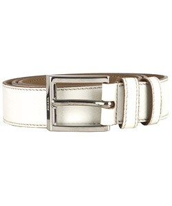 Shop Prada White Leather Belt with Silver Buckle - Free Shipping Today - Overstock - 2908367