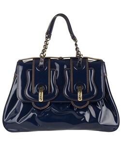 Fendi Large Blue Patent 'B.Fendi' Buckle Handbag. Opens flyout.