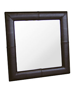 preview thumbnail 1 of 1, Aiken Dark Brown Bi-cast Leather Frame Mirror