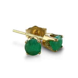 14k Yellow Gold Emerald Stud Earrings On Free Shipping 14k Yellow Gold Emerald Stud Earrings