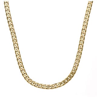 14k Yellow Gold Overlay 30 inch Cuban Necklace 7mm  