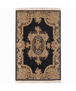 preview thumbnail 1 of 1, Nourison Hand-knotted Bordeaux Black Wool Rug (3'9 x 5'9) - 3'9" x 5'9"