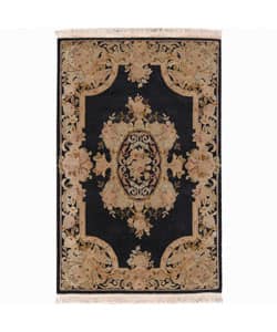 slide 2 of 3, Nourison Hand-knotted Bordeaux Black Wool Rug (3'9 x 5'9) - 3'9" x 5'9"