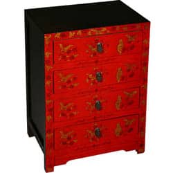 Shop Red Black Gold Butterfly Motif Storage Cabinet Dresser