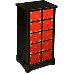 Shop Asian Red And Black 10 Drawer Cabinet Dresser Overstock