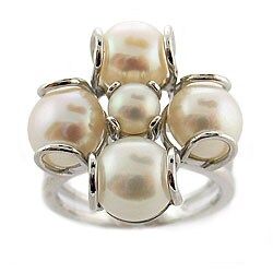 Sterling Silver Freshwater Pearl Flower Ring (7.5-8 mm) - Overstock ...