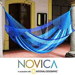 Hand woven Large Deluxe Blue Caribbean Hammock (Mexico) Today $74.99