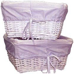 Set of Three Wicker Nursery Baskets with Liners - White - Badger