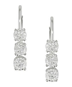earrings diamond gold drop three stone kt ct case