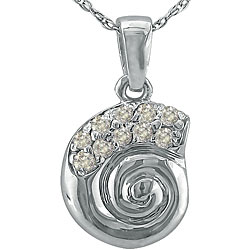 10k White Gold Diamond Shell Necklace (I-J, I2)