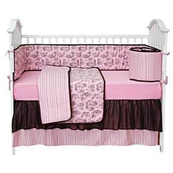Shop Tadpoles Pink And Brown Toile 4 Piece Crib Set Free