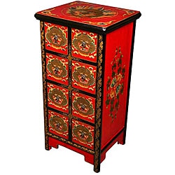 Shop Hand Painted Tibetan Red And Black Dresser Free Shipping