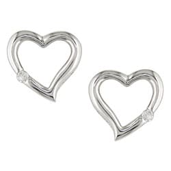 14k White Gold .03 TDW Diamond Heart Earrings - 1149800 - Overstock.com ...