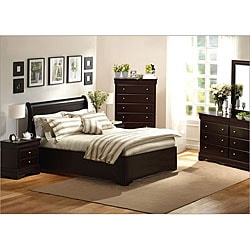 Classic 4-piece Low-profile Queen Sleigh Bed Set - Bed Bath & Beyond ...