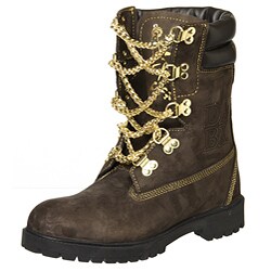 black timberland boots with gold chain laces