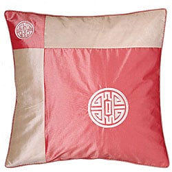 Chinese Symbol Of Life Pink/ Beige Cushion Cover