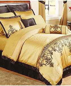 queen gold comforter jacquard piece