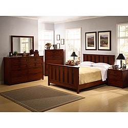 preview thumbnail 1 of 1, Cherry Mission-style 6-piece King Bedroom Set