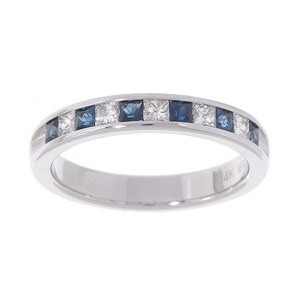 Shop 14k White Gold 1/4ct Diamond & Blue Sapphire Ring - Free Shipping ...